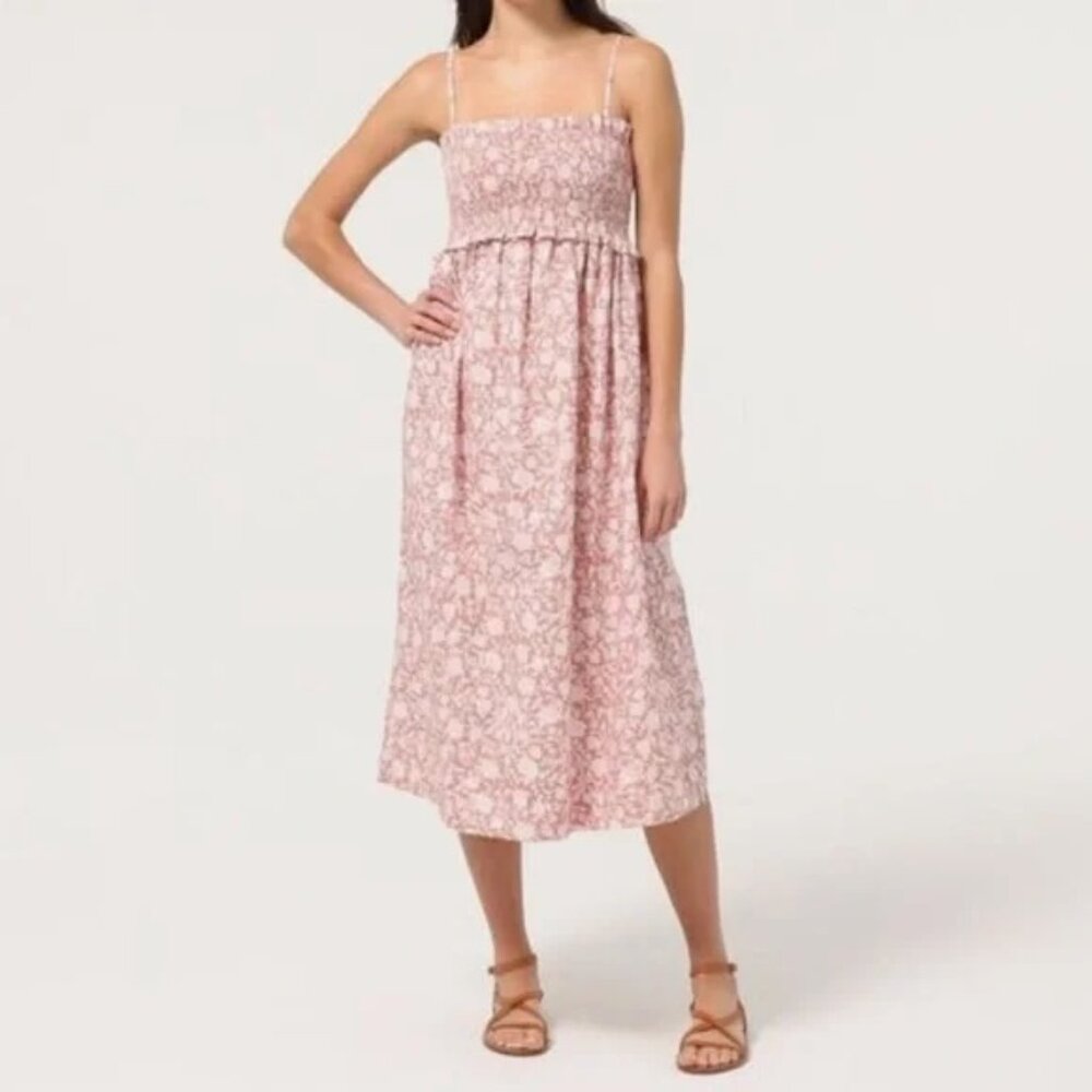 J. Crew Smocked Cotton Poplin Dress Rose Vines Sz M - Picture 13 of 13